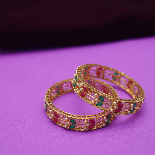 Gold Plated Multicolor Beads Kada Sets