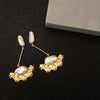 Vintage statement golden flower baroque pearls drop earrings