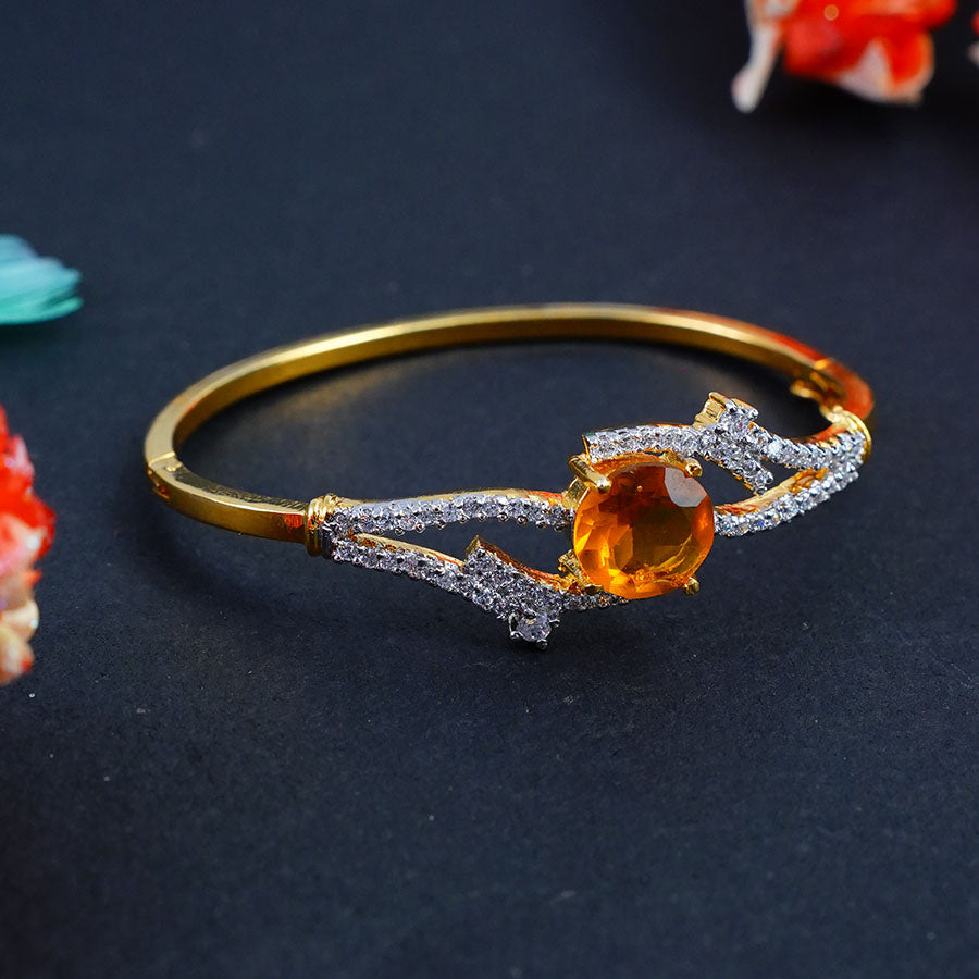 Meraki Gold Plated AD Stone Bracelet/Kada