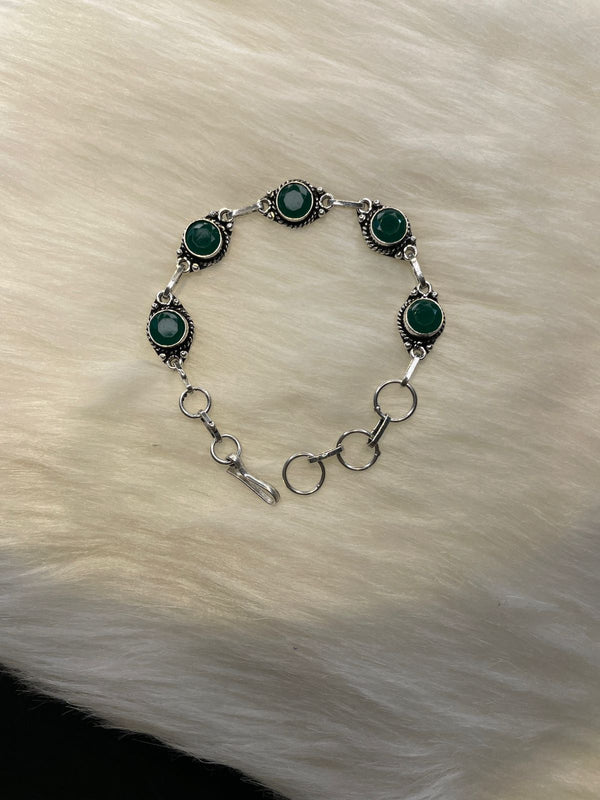 Oxidized Sterling Silver Garnet Handmade Bracelet