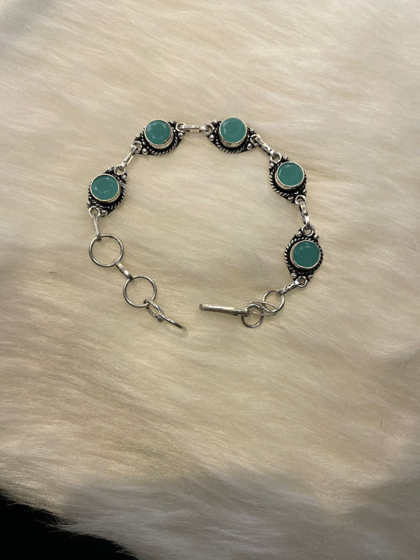 Oxidized Sterling Silver Garnet Handmade Bracelet