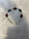 Oxidized Sterling Silver Garnet Handmade Bracelet