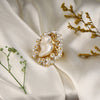Meraki White Stone Pearl Studded Adjustable Ring