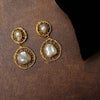 White Gold Tone Handcrafted Earrings with Pearl