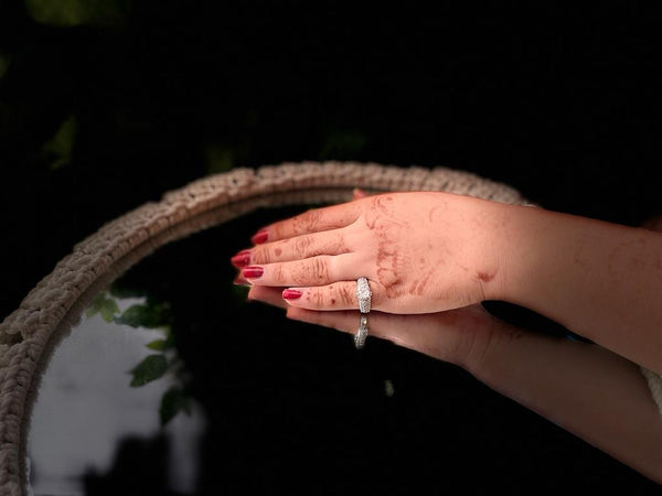 Meraki Trends Silver Plated AD Studded Ring