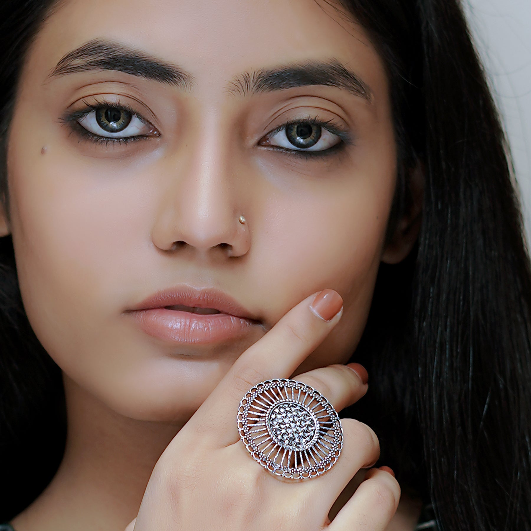 Meraki Trends Oxidized German Silver Adjustable Ring