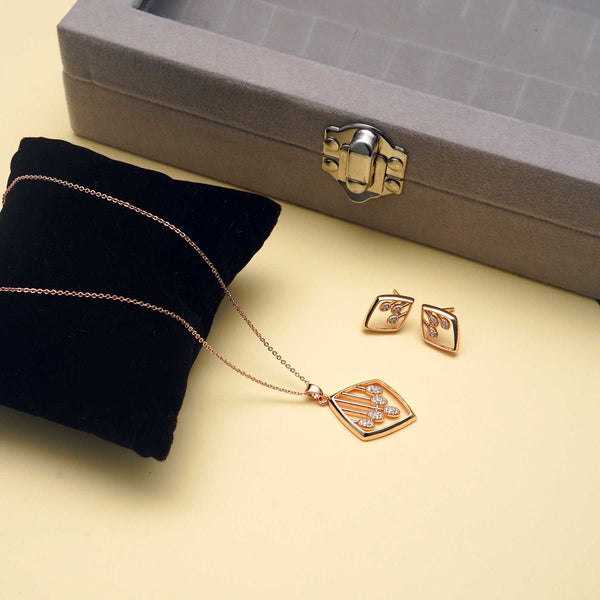 Meraki Square Shaped AD Stone Pendant Set