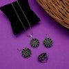 Oxidized Flower Shaped Pendant Set