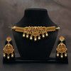 Meraki Gold Plated Flower Design Temple Jewelry Set