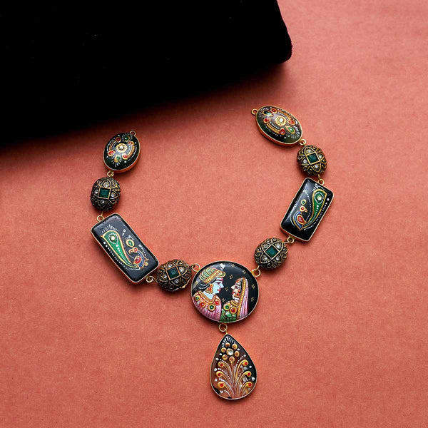 Meraki Hand Painted Radha Krishan Necklace