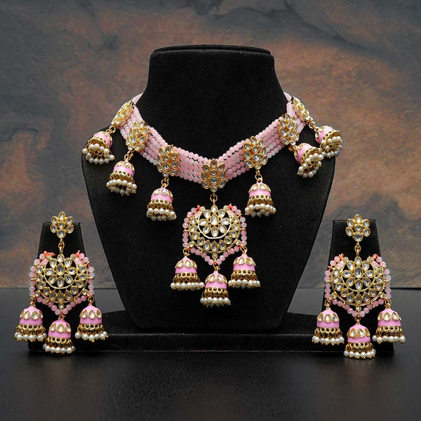 Designer Kundan Necklace set with Jhumkas style