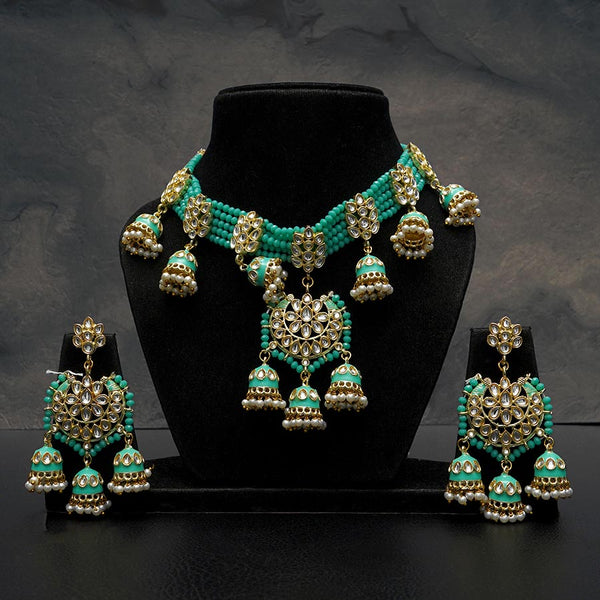 Designer Kundan Necklace set with Jhumkas style