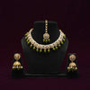 Gold Plated Kundan Choker Set with Green &White Pearls