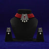 Meraki Red Choker Set with Pearl Drop