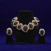 Meraki Gold Plated Choker with Blue Marble Stones and Pearls