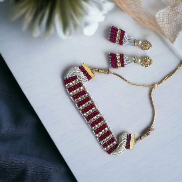 Meraki Kundan & Beads Choker Set