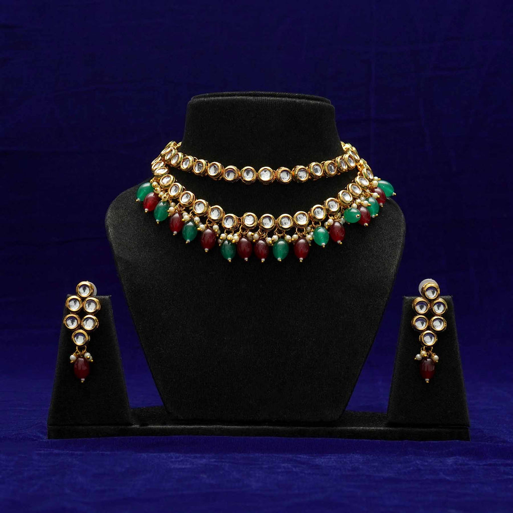 Meraki Gold Plated Kundan Necklace Set