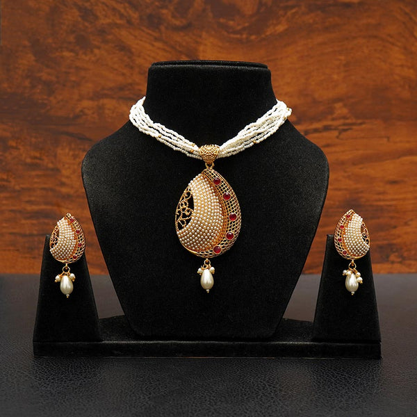 White Beads Pendant Set