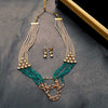 Light Green Crystal with Multi String And Kundan Necklace Set for Women