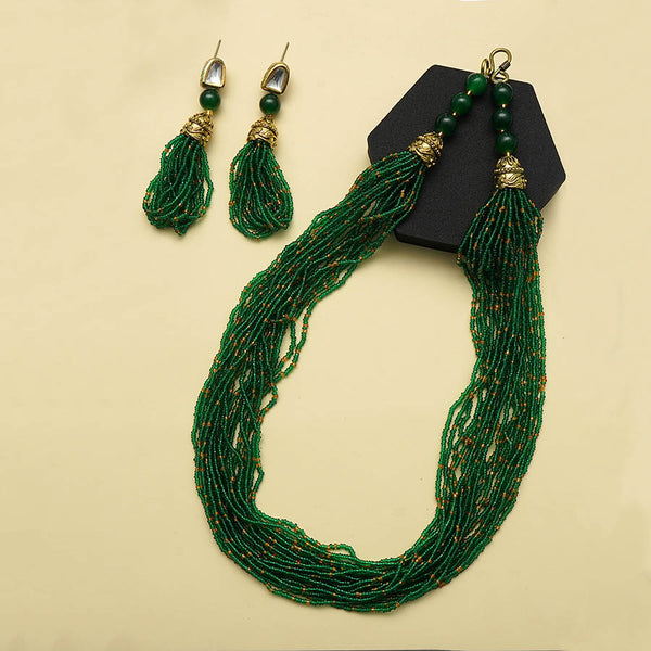 Meraki Multilayered Jadau Kundan mala with Earrings