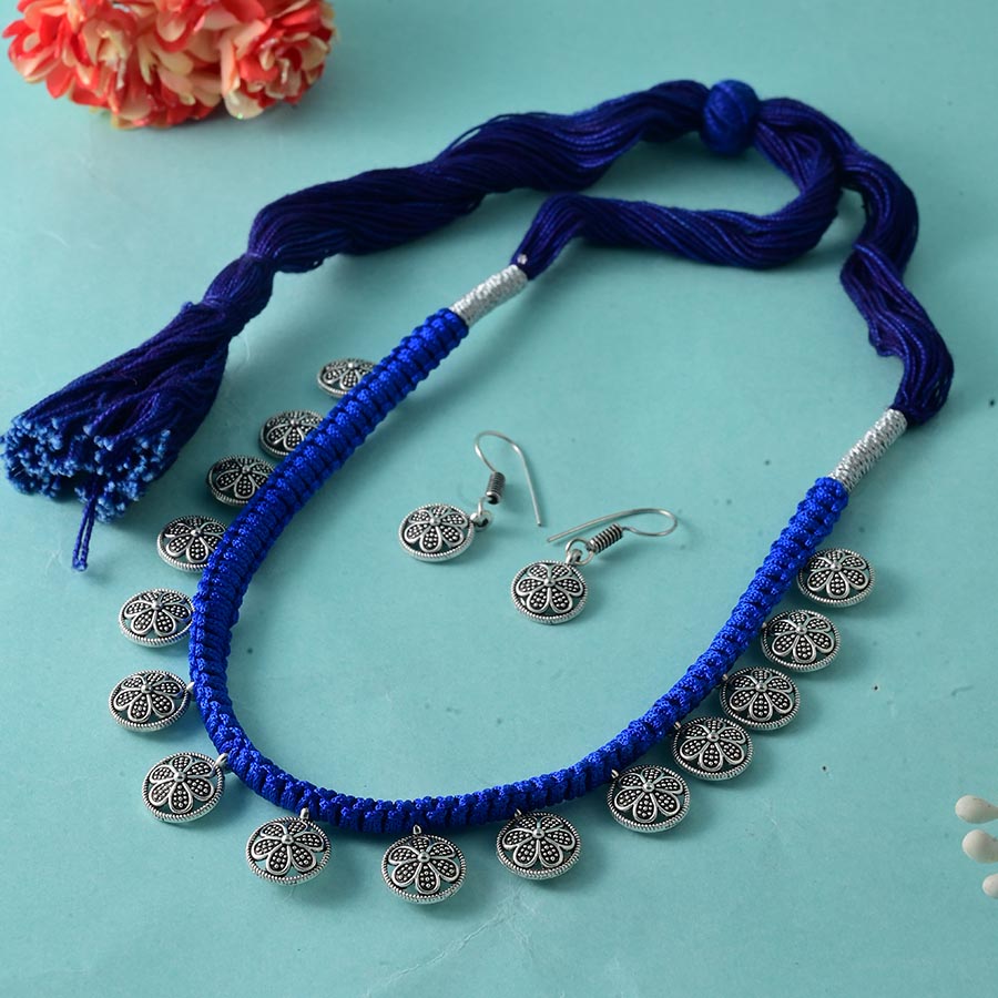 Designer Silver Oxidized Necklace