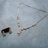 Rose Gold Pearl and CZ Studded Diamond Look Necklace Set