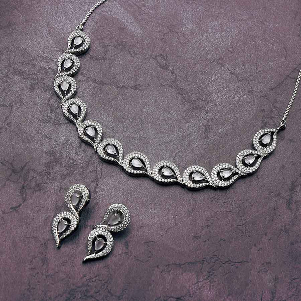 Rhodium Plated Zircon Studded Necklace Set