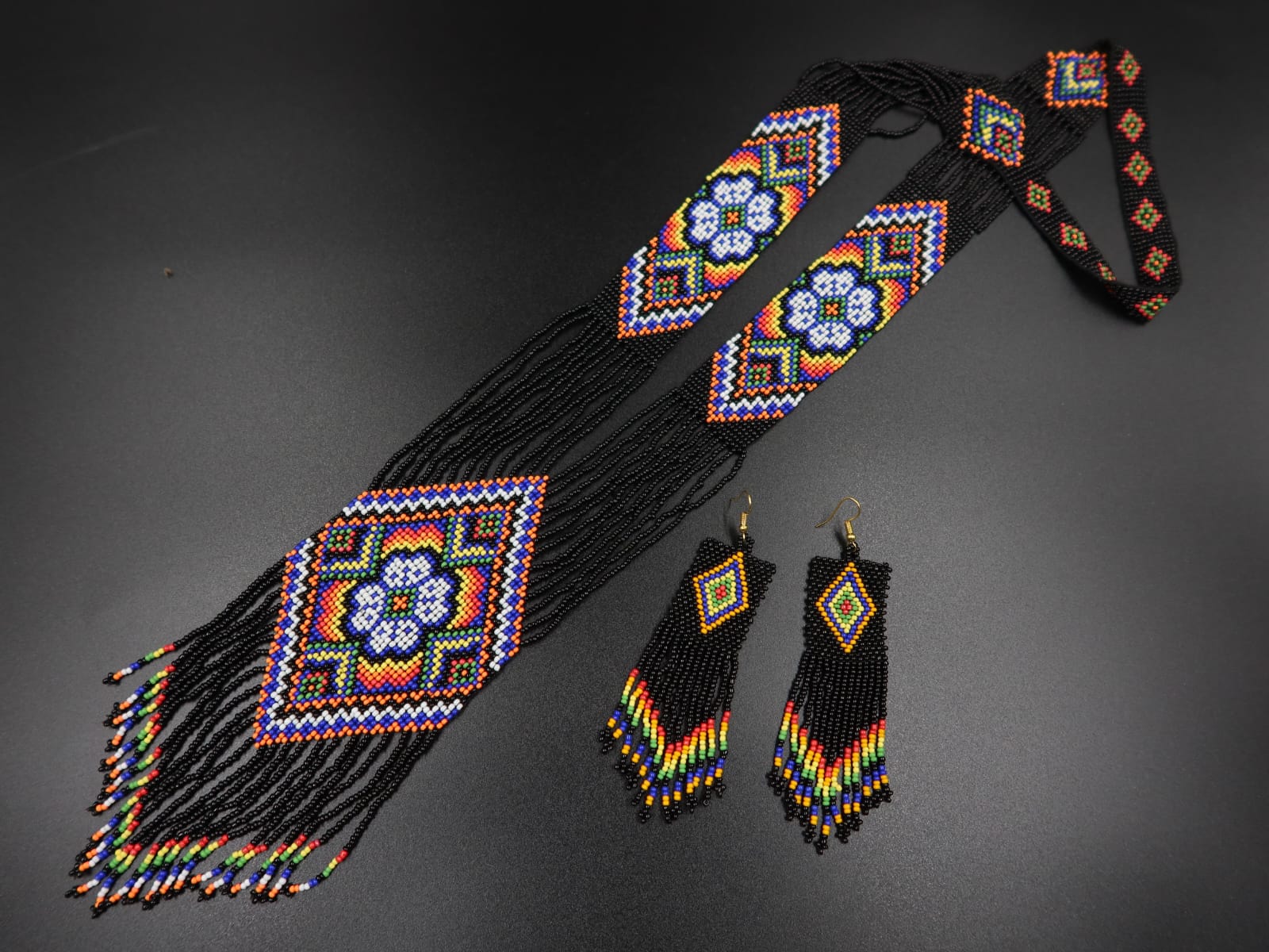 Multicolor Ethnic Beaded Long Set