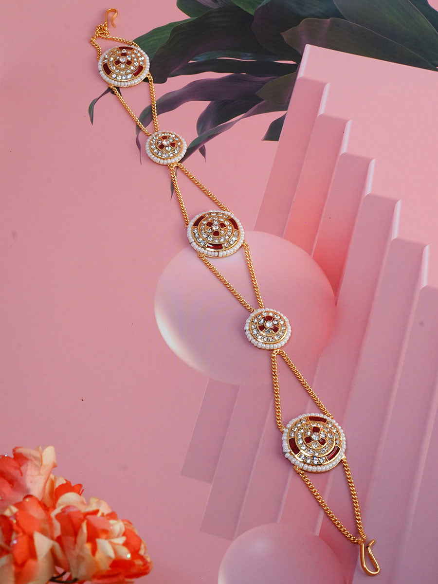 Gold Plated Diamond Studded Mathapatti