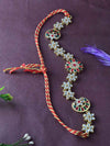 Meraki Gold Plated Diamond Studded Halfmoon and Flower Shaped Mathapatti