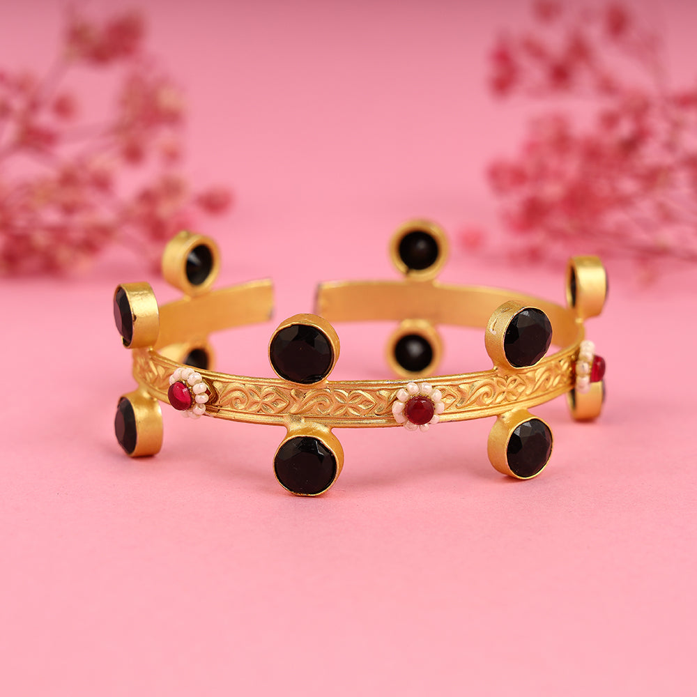 Monet Faux Pearl Black Stone Bracelet