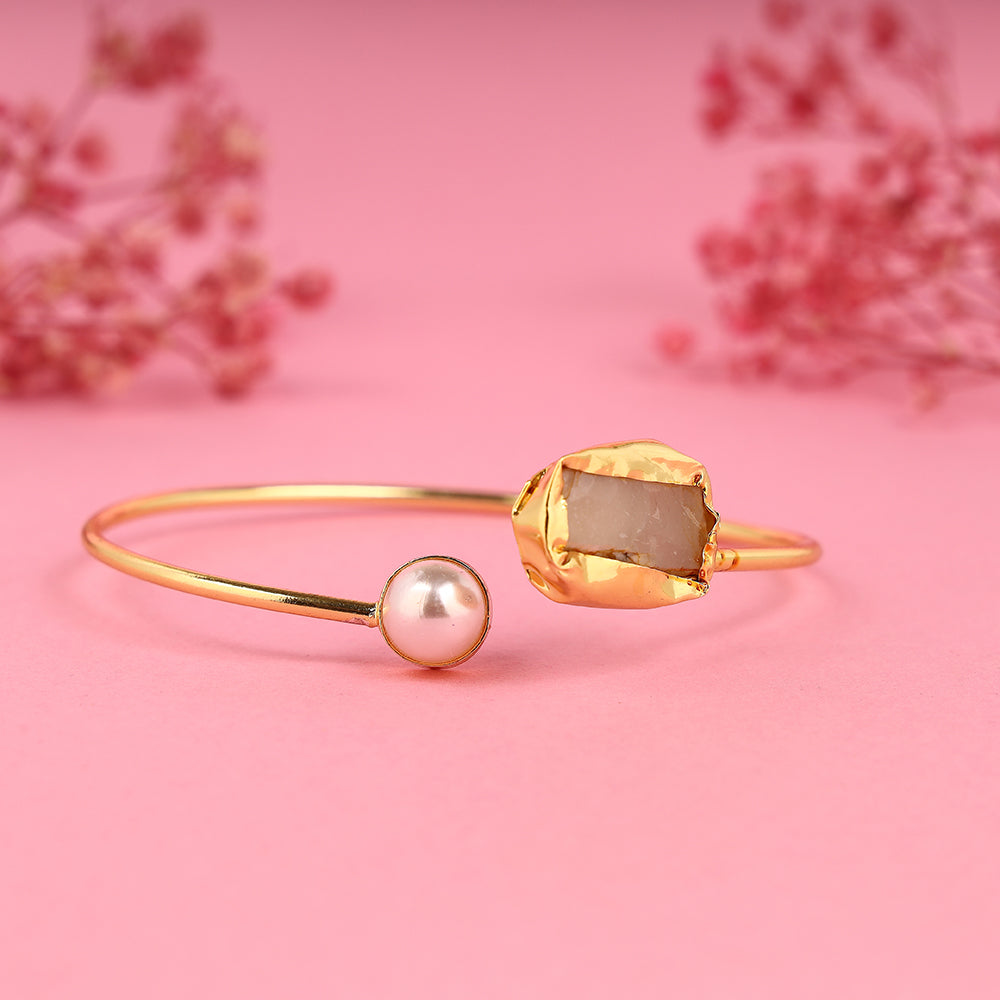 Libra Raw Stone Pearl Bracelet