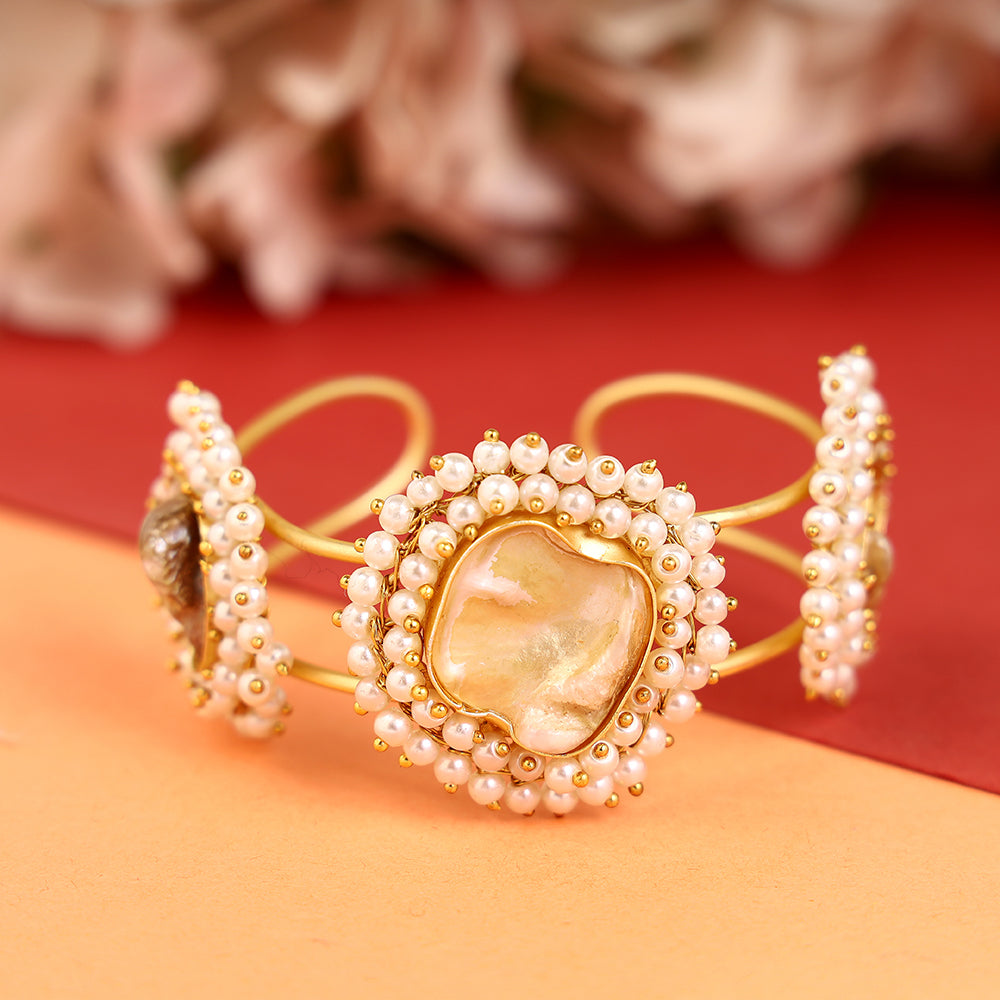 White Pearls Handcrafted Cuff Bracelet