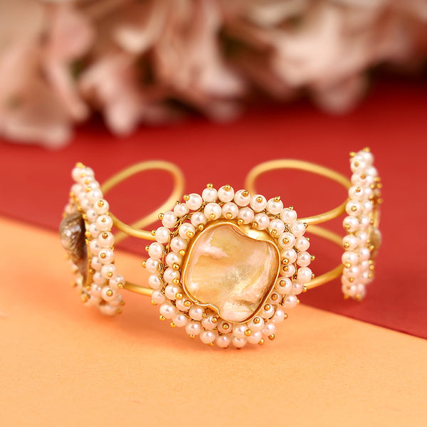 White Pearls Handcrafted Cuff Bracelet