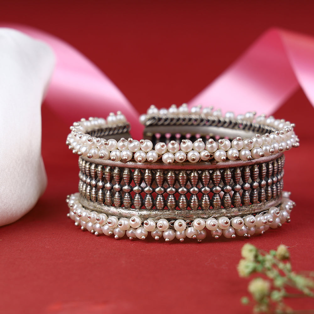 Silver Pearl Adjustable Bracelet