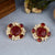 Ruby Stone Brass Earring with Pearls