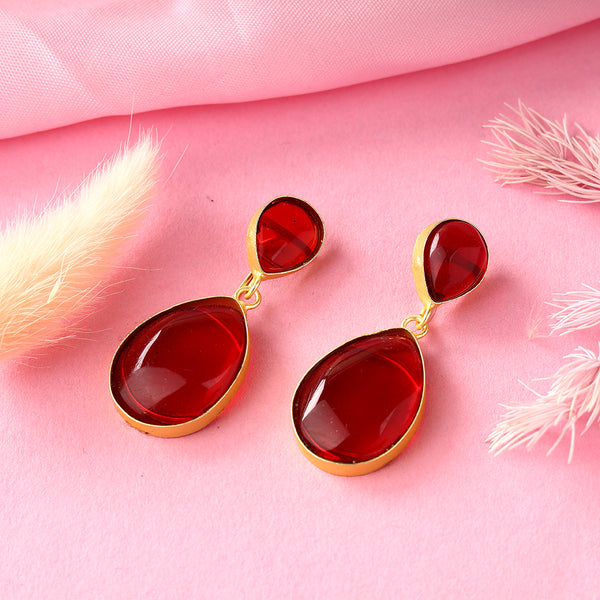 Dual Oval Shape Colored Stone Earring