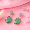 Dual Oval Shape Colored Stone Earring