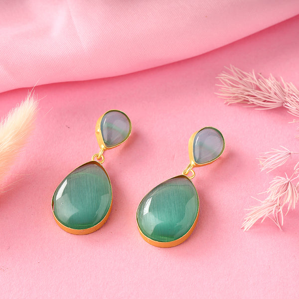 Dual Oval Shape Colored Stone Earring