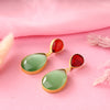 Dual Oval Shape Colored Stone Earring