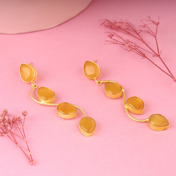 Meraki Oval & Drop Raw Stone Earring