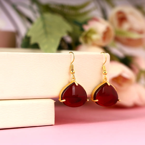 Oval Stone Brass Earring