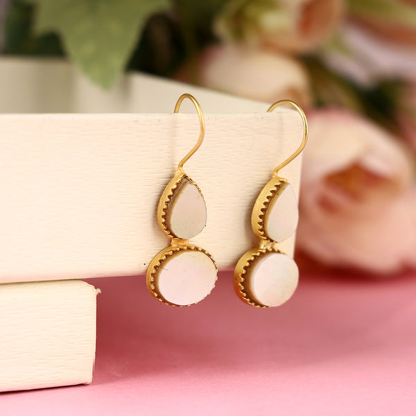 Handcraft Gold Plated White Stone Earring