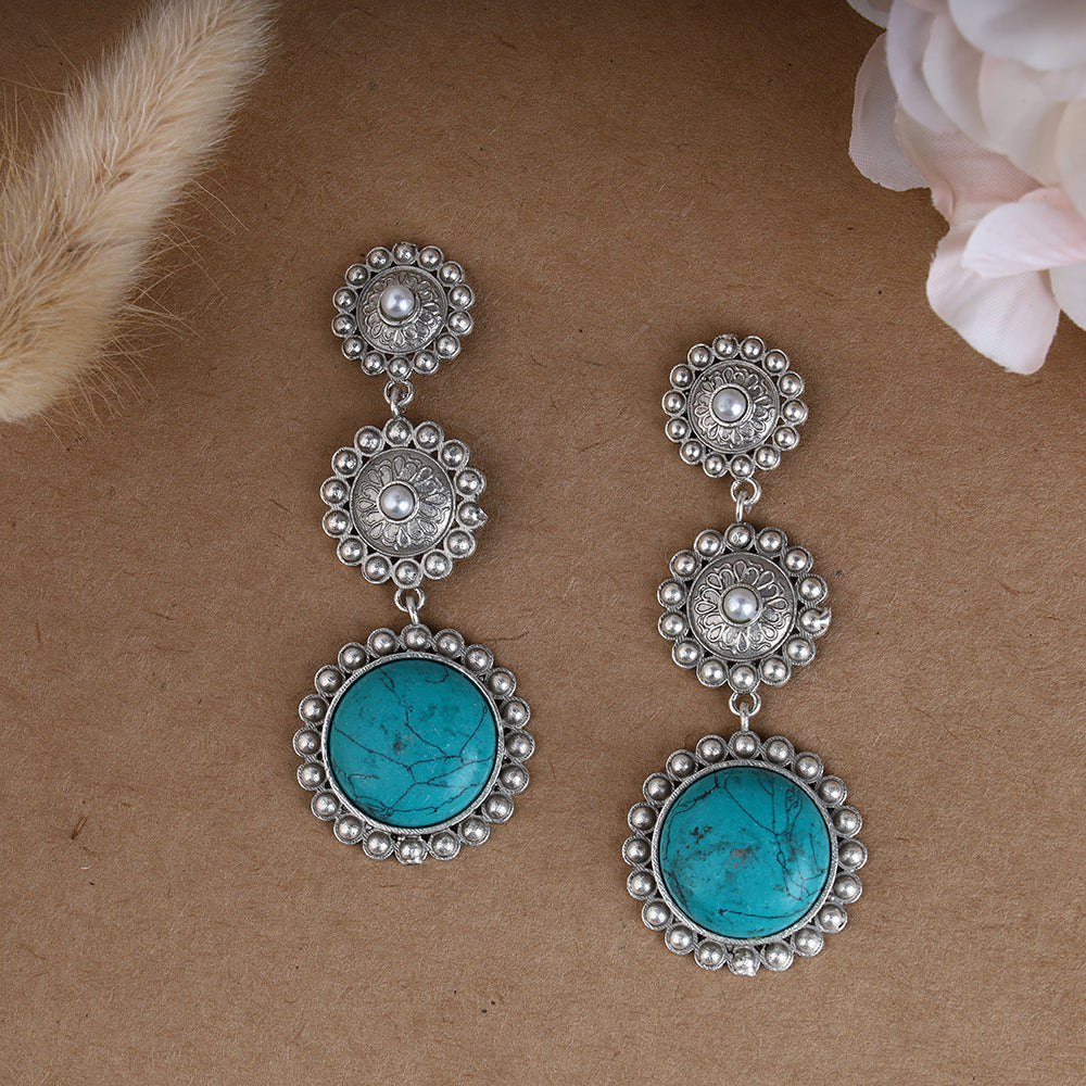 Meraki Oxidized Stone Earring