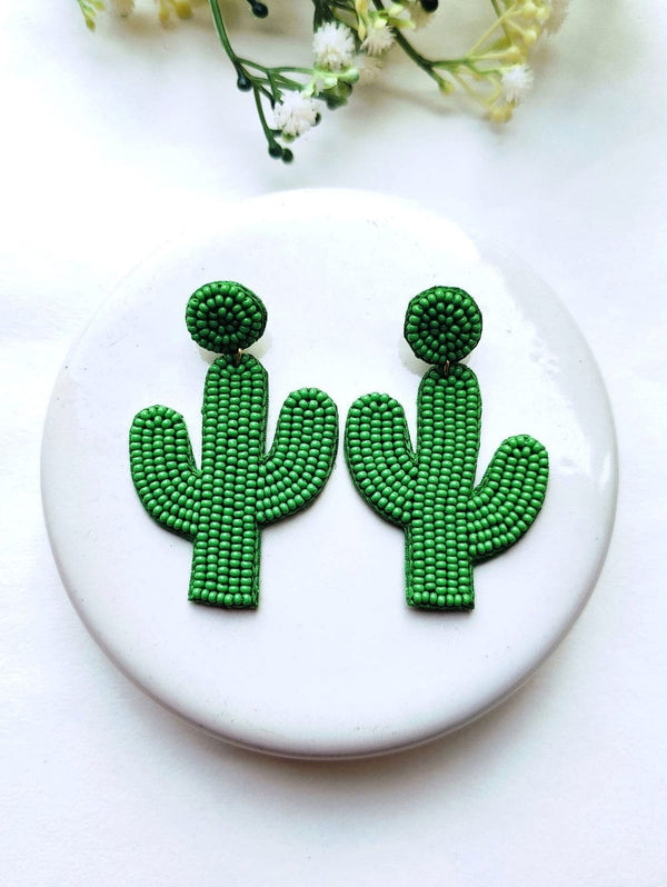 Beaded Cactus Earrings