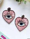 Pink Evil Eye Heart Handmade Earring