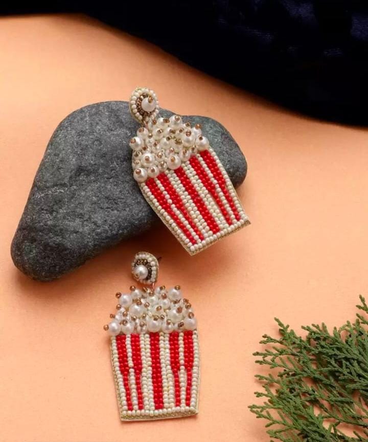Red Contemporary Drop Earrings
