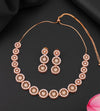 Rose Gold Diamond Studded Necklace With Earrings