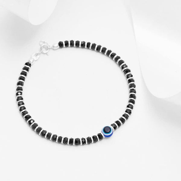 Black Beads And Evil Eye Bracelet