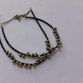 Silver Plated Black Beads Anklet